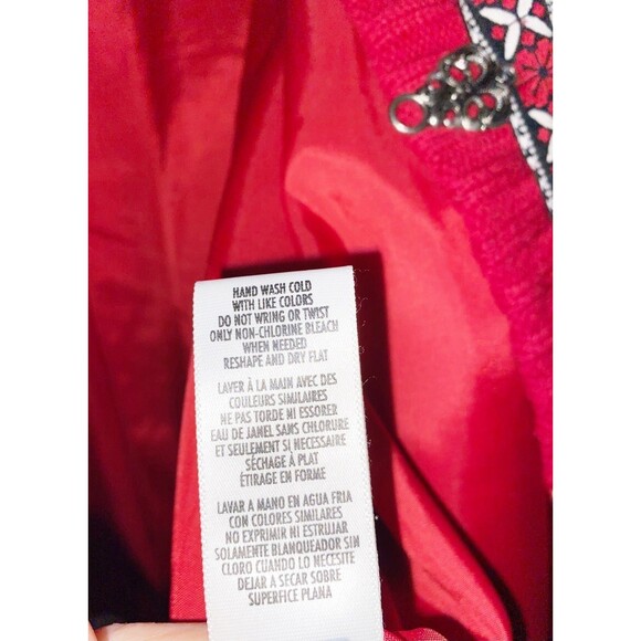 Vintage Wool Cardigan Snowflakes Nordic Red White XL Casual Corner - Picture 5 of 8